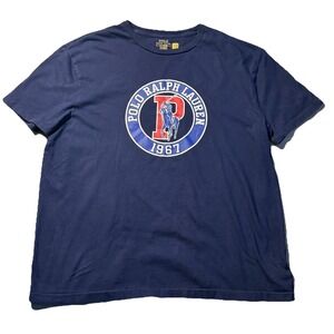 Polo‎ Ralph Lauren T Shirt Men Large Blue Circle Graphic P 1967 Casual Street